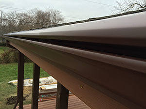 LeafOff solid gutter cover installed on 5 inch gutters