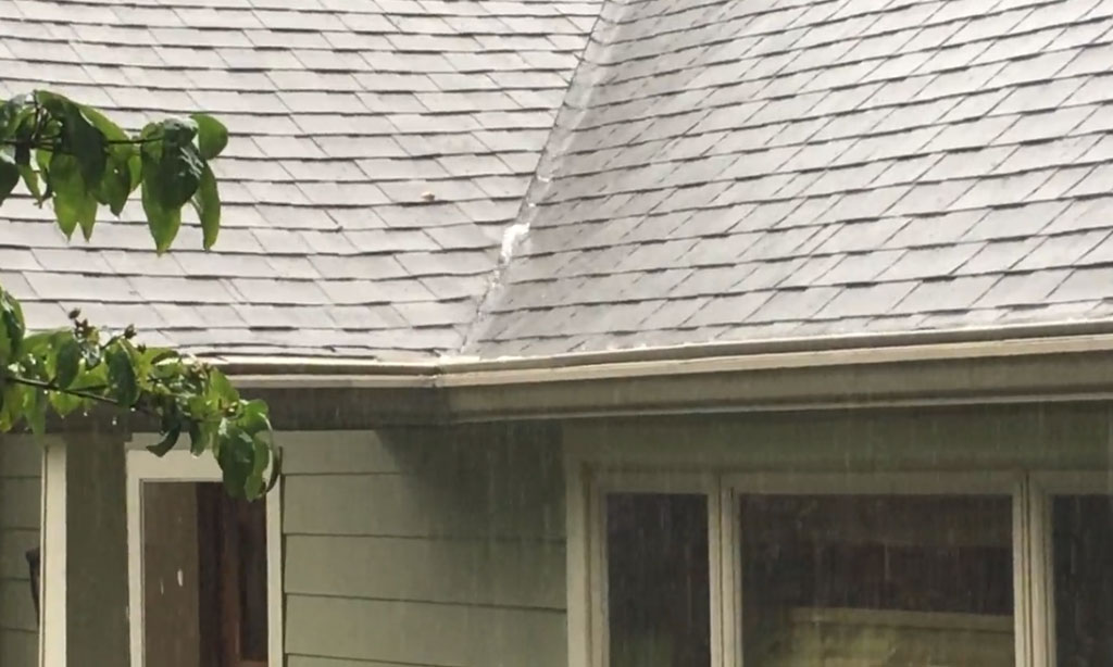 LeaFree gutter guard in the rain