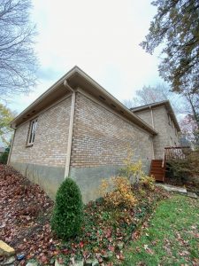 Downspouts on the side of the house