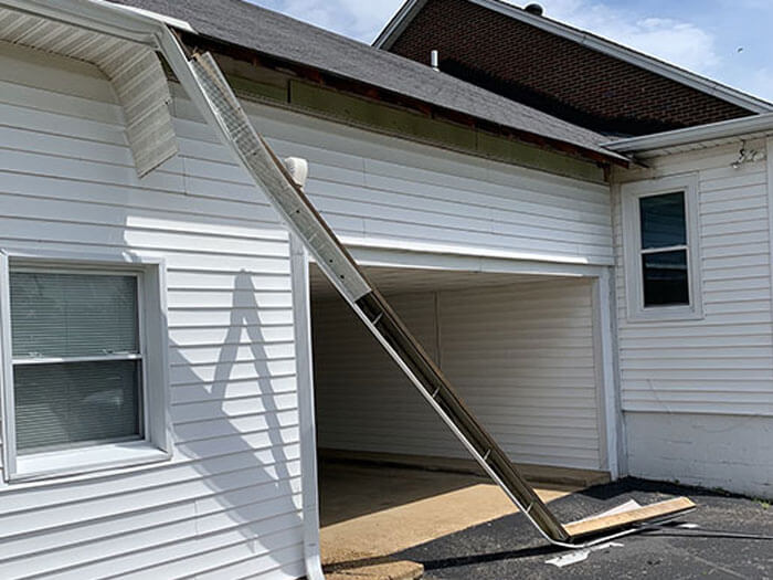 Storm damage to gutters