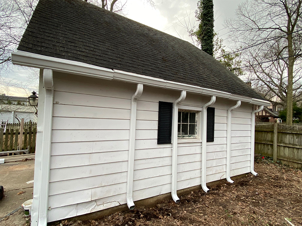 Test gutters and downspouts installed on my garage