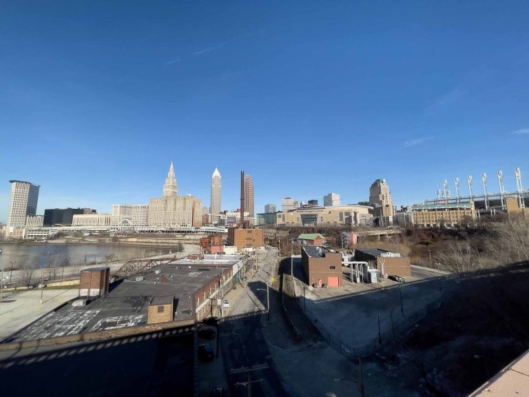 Cleveland Ohio skyline from the south bridge