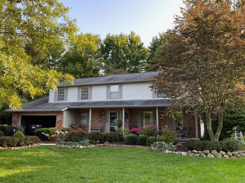 6 inch gutters and mastershield gutter guards installed on a home in Stow, Ohio