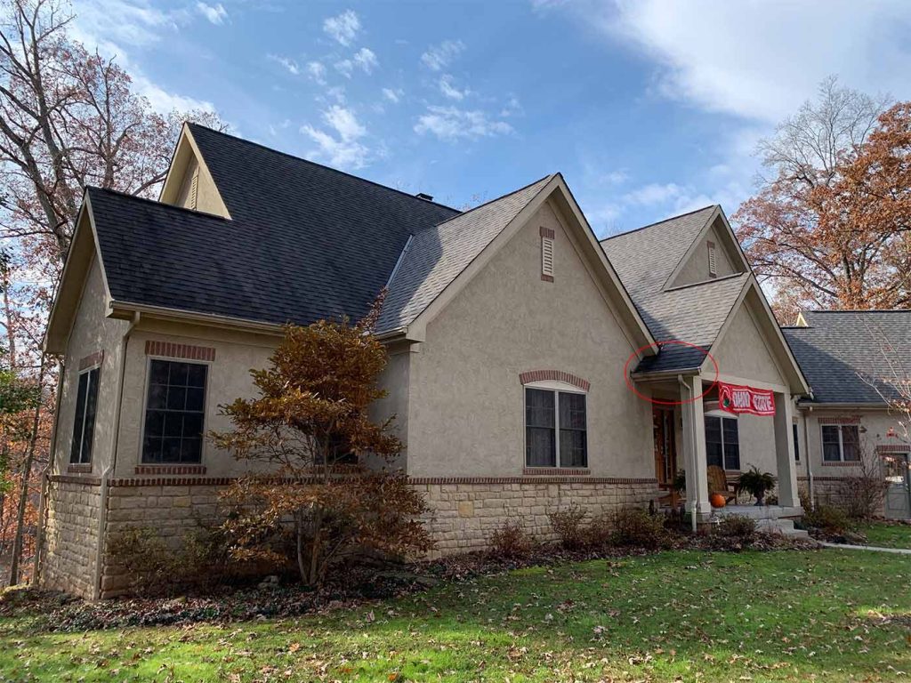 5-inch gutters about to be replaced by 7-inch gutters on a home in Westerville ohio