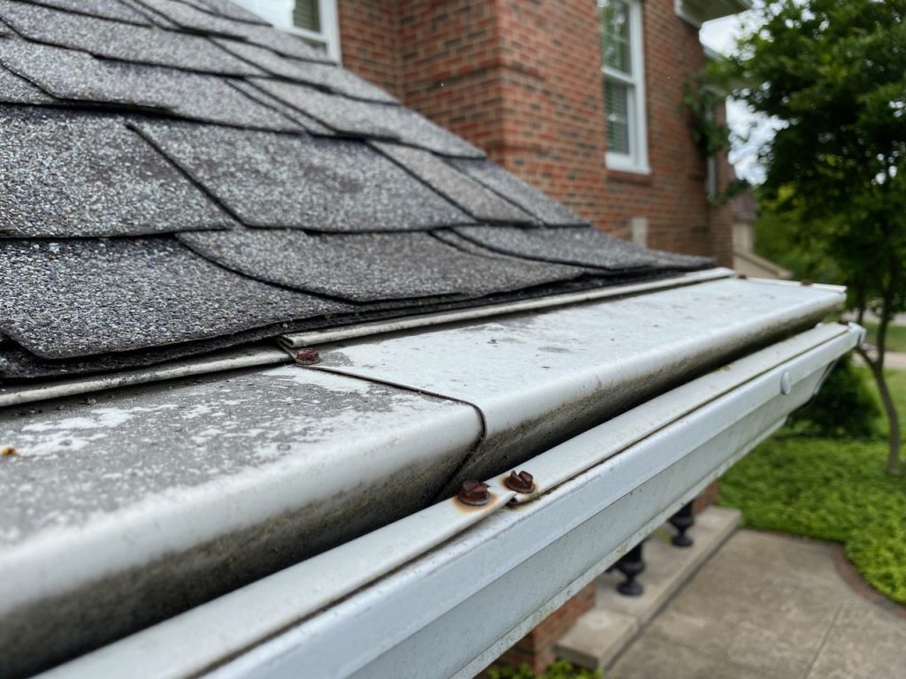 Old LeaFree Gutter Guards on a Dublin, OH home - alternate view