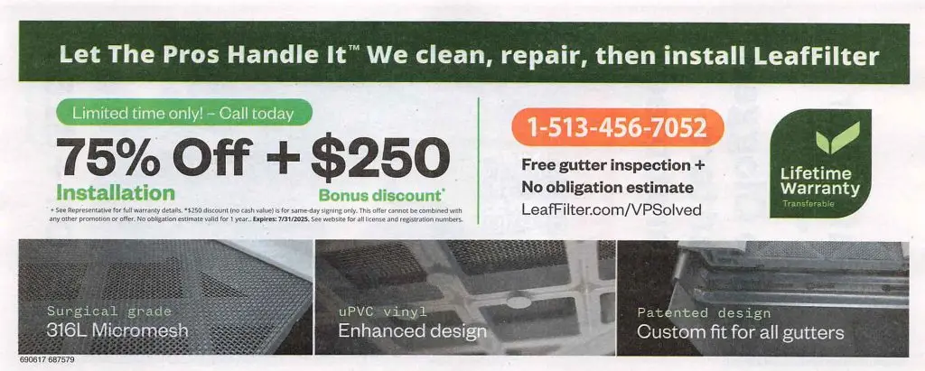 leaffilter 75 percent off coupon from valpak in June 2025